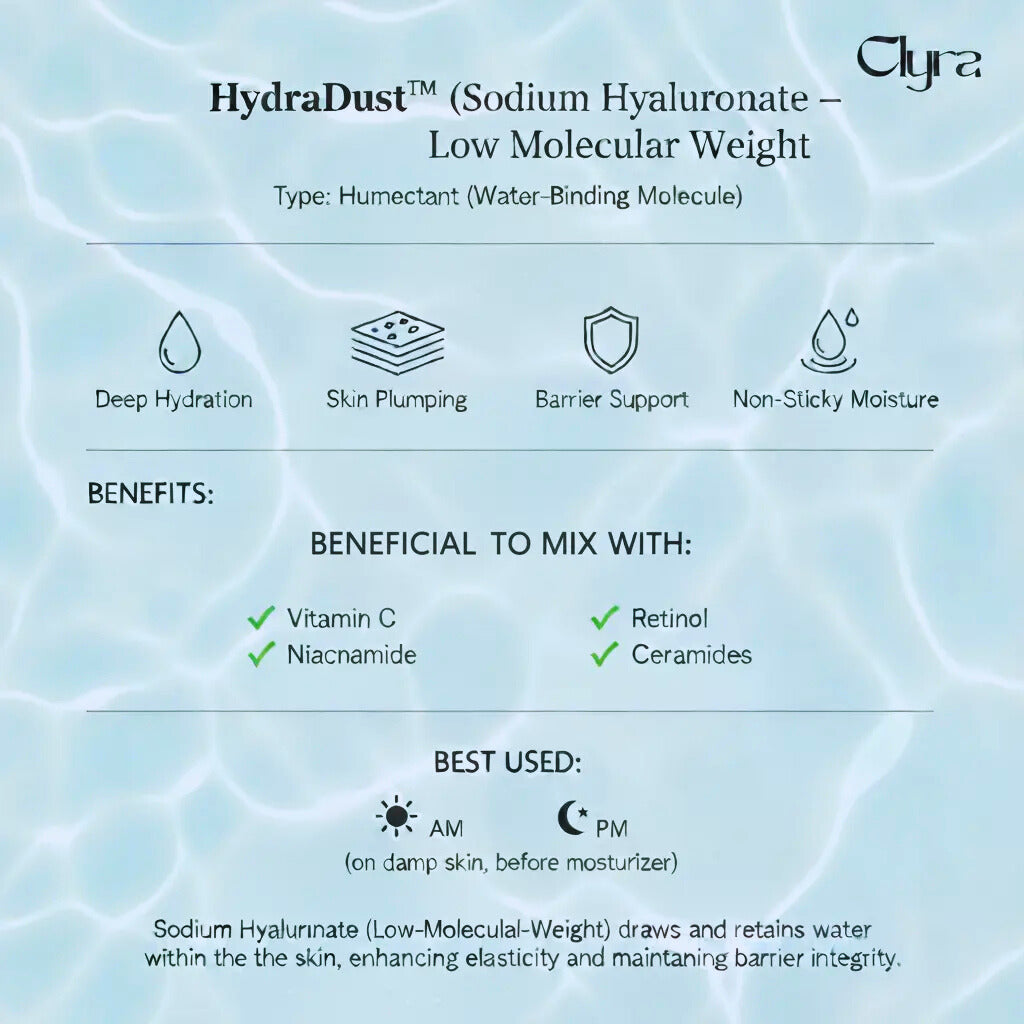 Clyra HydraDust™ | Hyaluronic Acid Powder, DIY Facial Serum